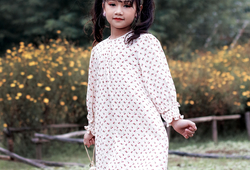 Váy suông xô muslin hoa nhí tay bồng