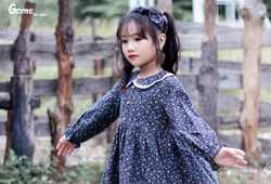 Váy hoa nhí tím than phối cổ ren