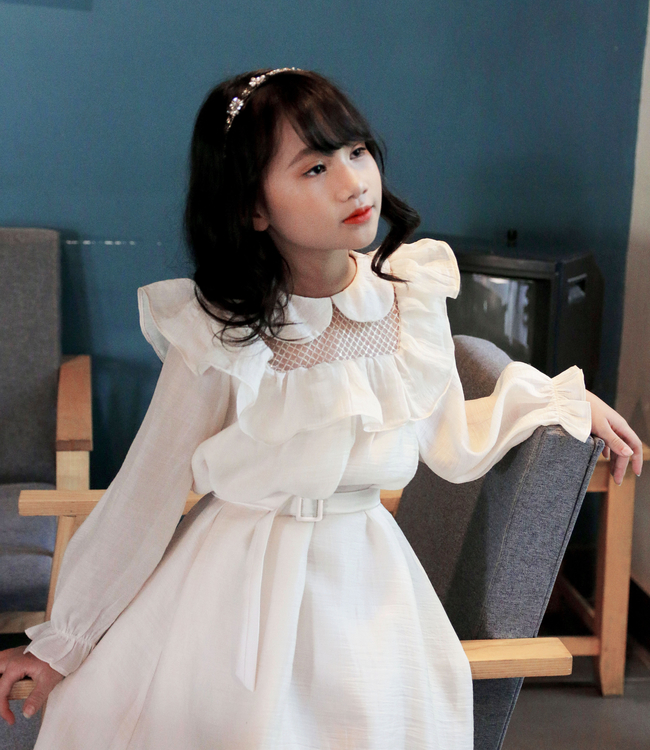 Váy bèo ngực tiểu thư màu be
