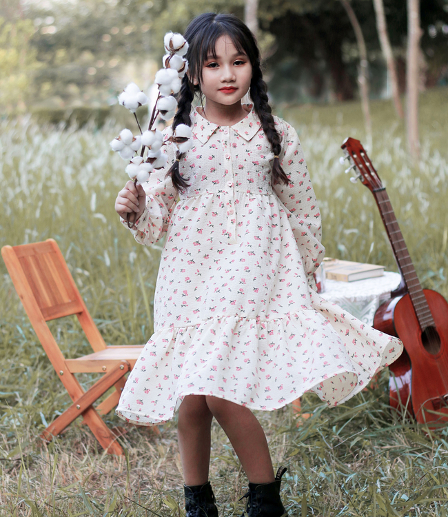 Váy bông hồng tay sơ mi