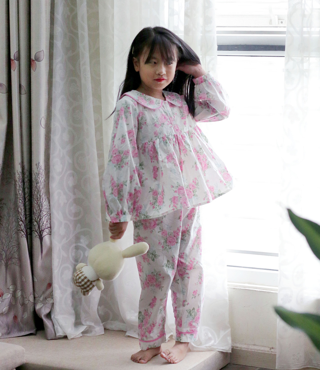 Set Pỵjamas babydoll bông hồng