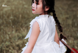 Váy công chúa Vintage ren tầng trắng