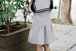 Set đi học nữ sinh cổ thuỷ thủ (màu ghi)