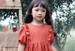 Váy babydoll bèo ngực màu cam