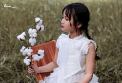 Váy công chúa Vintage ren tầng trắng