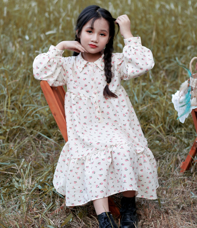 Váy bông hồng tay sơ mi