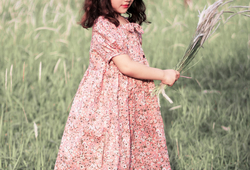 Váy babydoll nơ cổ màu hồng