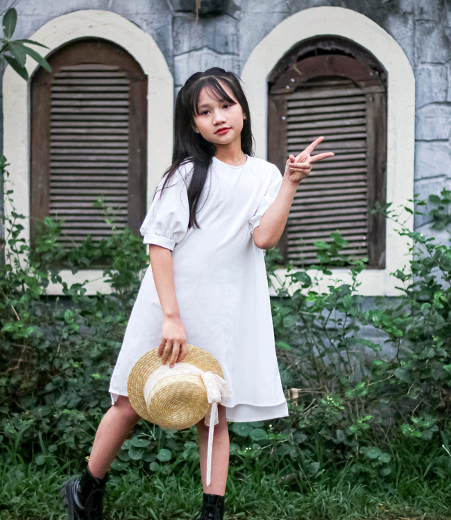 Váy trắng Linen nơ lưng