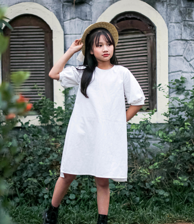 Váy trắng Linen nơ lưng