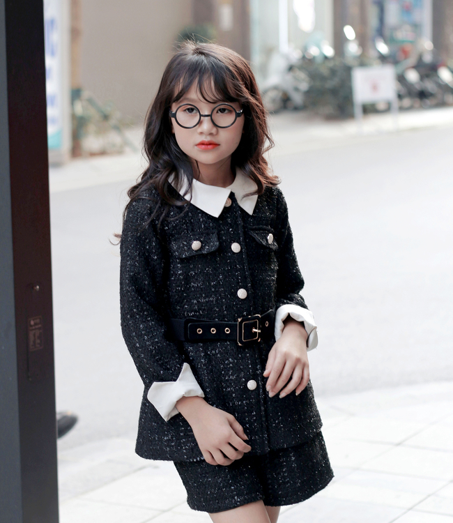 Set Vest đen + quần short + dây đai lưng