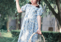 Váy babydoll cổ nơ màu xanh
