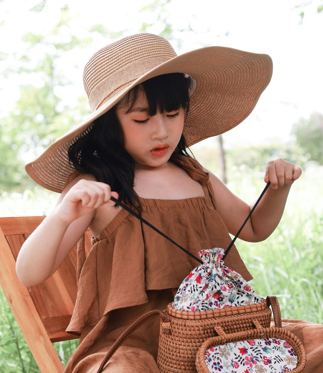 Váy nâu dây vai nơ bèo ngực 