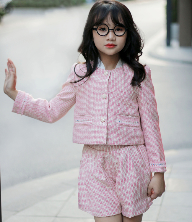Set Vest hồng + quần short