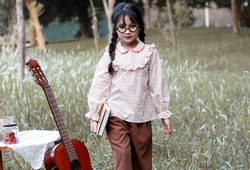 Áo sơ mi viền cổ lá cam