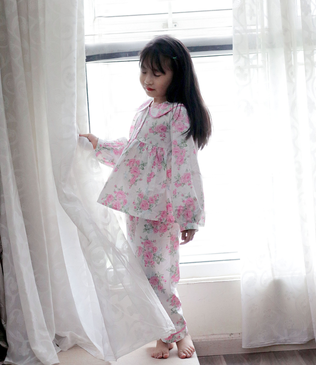 Set Pỵjamas babydoll bông hồng