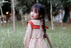Váy babydoll hoa nhí lá cổ cam