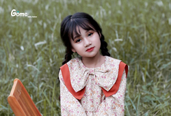 Váy babydoll hoa nhí lá cổ cam