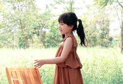 Váy nâu dây vai nơ bèo ngực 