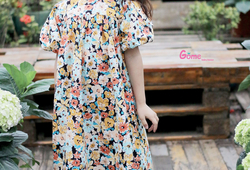 Váy hoa vàng tay chuông