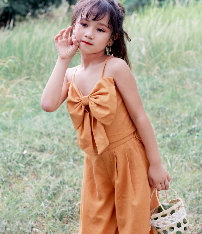 Set áo nơ ngực + quần màu vàng