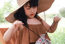 Váy nâu dây vai nơ bèo ngực 
