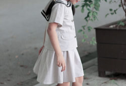 Set đi học nữ sinh cổ thuỷ thủ (màu ghi)