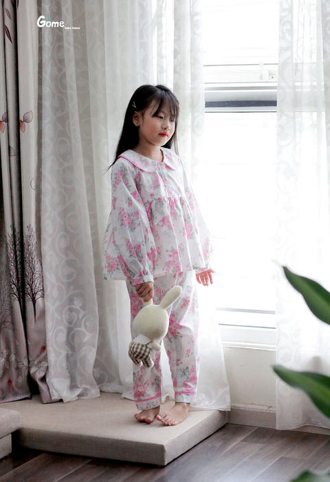 Set Pỵjamas babydoll bông hồng