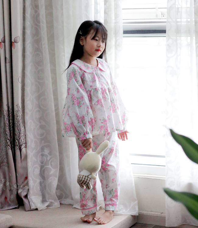 Set Pỵjamas babydoll bông hồng