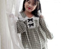 Set Pyjamas kẻ phối ren
