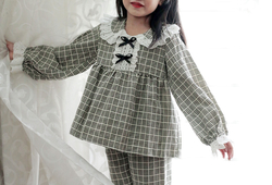 Set Pyjamas kẻ phối ren