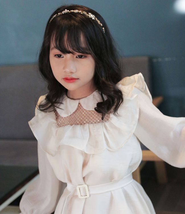 Váy bèo ngực tiểu thư màu be